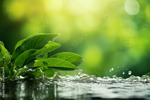 Green leaves over the water