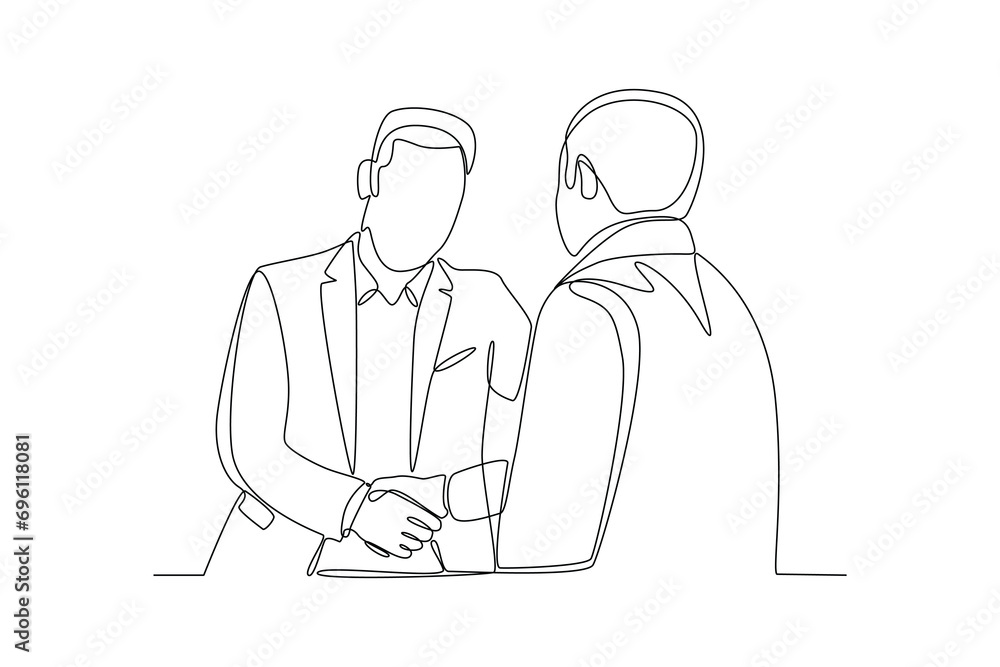 Continuous one line drawing Recruitment or hiring process concept. Doodle vector illustration.