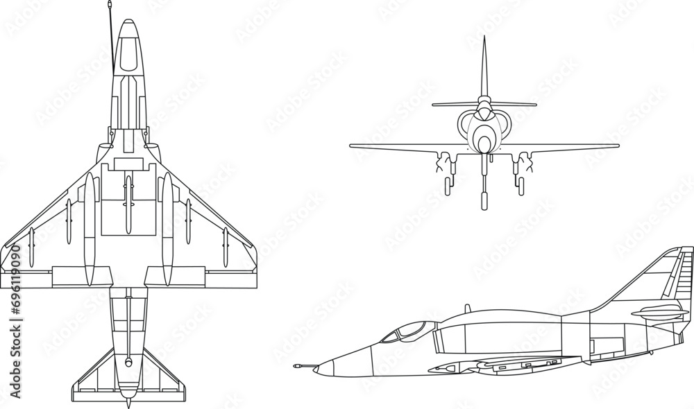 Air Plane, us army fighter jet, Line art vector, eps, file for cnc
