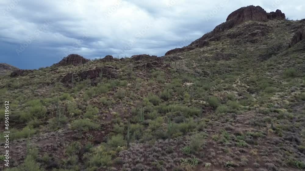 Drone Flight in the Superstition Mountains in Central Arizona, America, USA. Drone Flight in the Superstition Mountains in Central Arizona, America, USA.