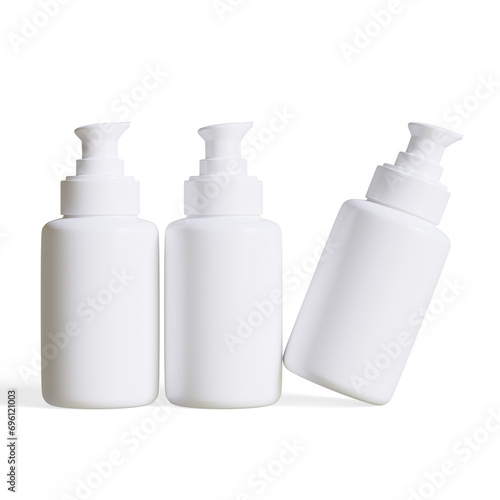 Realistic cosmetic pump white color rendering 3D illustration, Airless pump bottle serum can or White tube mockup