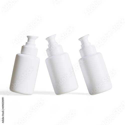 Realistic cosmetic pump white color rendering 3D illustration, Airless pump bottle serum can or White tube mockup