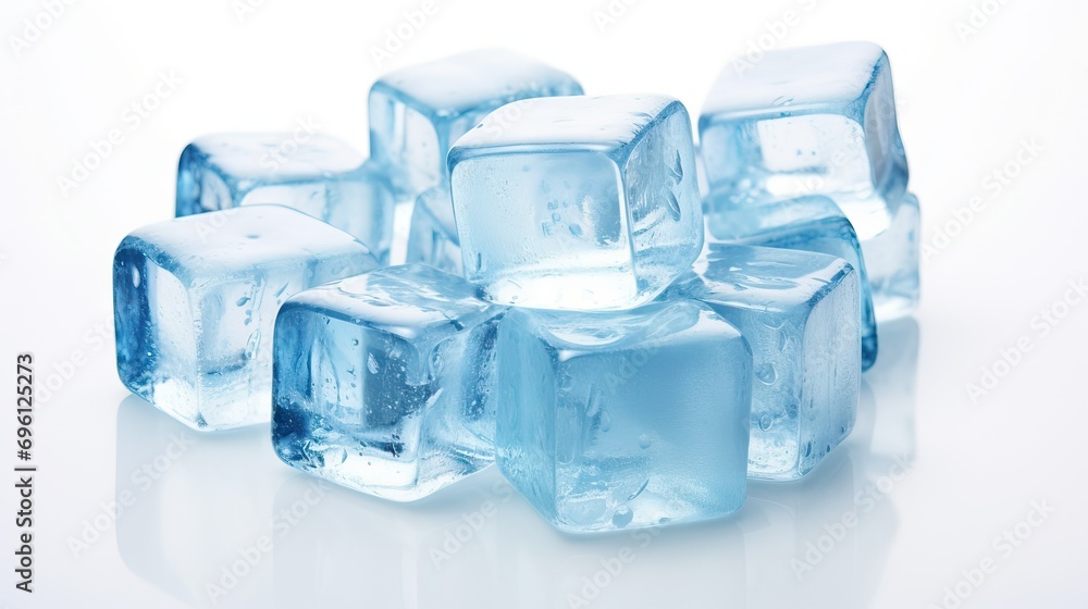 Obraz premium luminous Ice cubes cover the whole picture, a lot of ice cubes. pure white background 