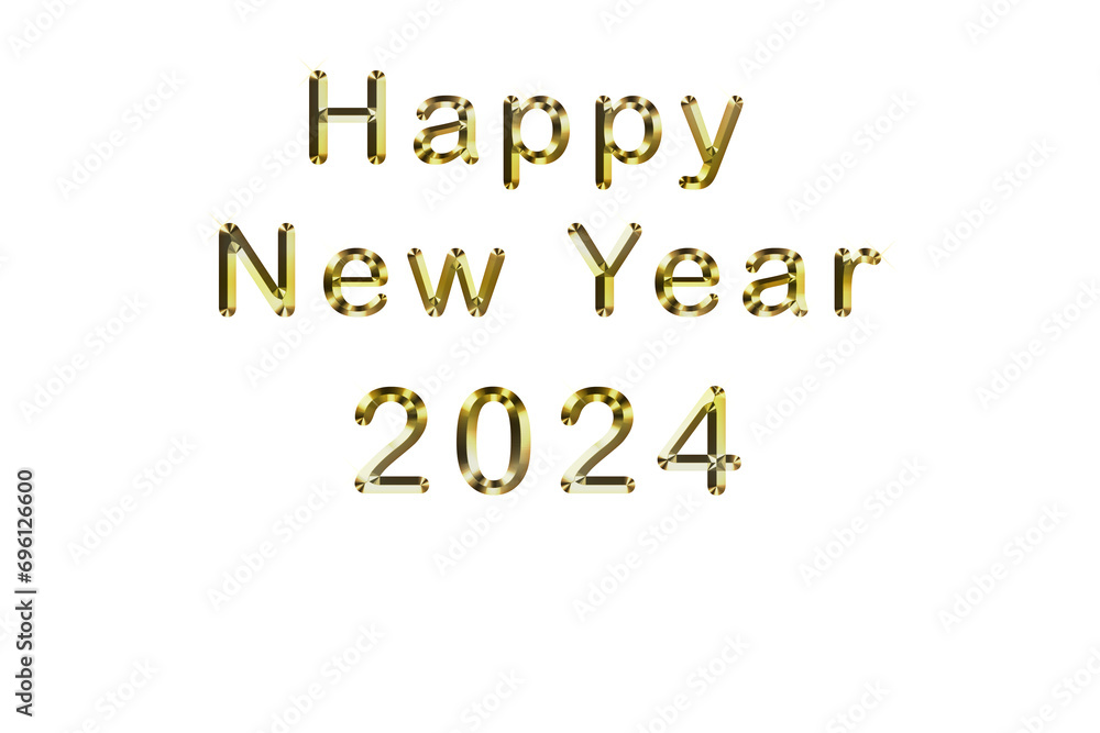 year 2024 golden new year, snowflakes with brilliant prospects with golden inscription, an electrifying Illustration of 2024