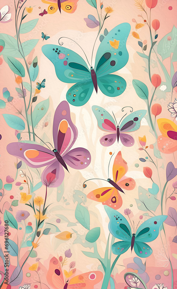 floral background with butterflies floral background with butterflies