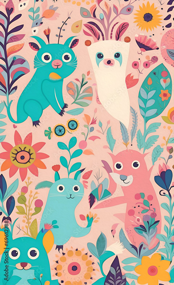 Obraz premium pattern with funny animals