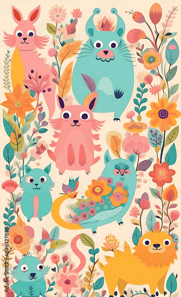 Naklejka premium pattern with funny animals