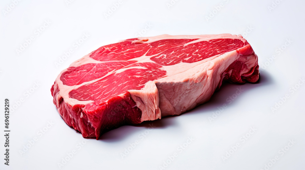 Obraz premium Laconic aesthetics: a fresh meat piece on a white background