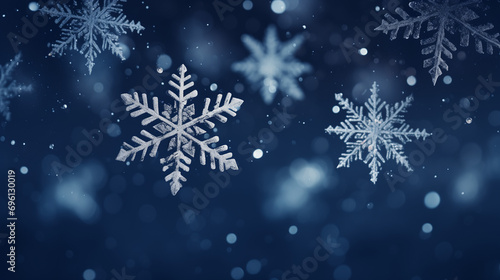Snowflake Christmas Wallpaper. Natural  Snowy Winter Banner with copy-space.