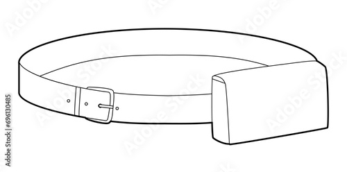 Belt Bag silhouette. Fashion accessory technical illustration. Vector satchel front 3-4 view for Men, women, unisex style, flat handbag CAD mockup sketch outline isolated
