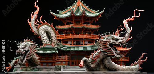 Chinese dragon statue in temple © ZUBI CREATIONS