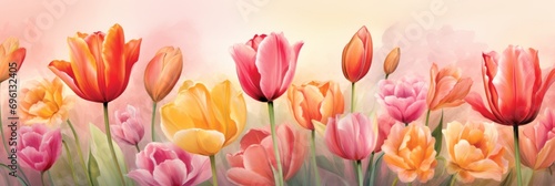 A fresh spring tulip border. 