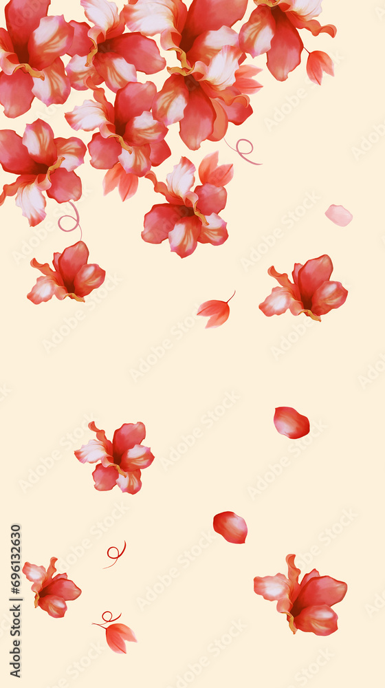 an illustration of pink petals falling down an illustration of pink petals falling down