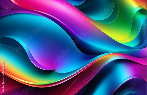 Wallpaper abstract background with multicolored wavy lines, 3d rendering