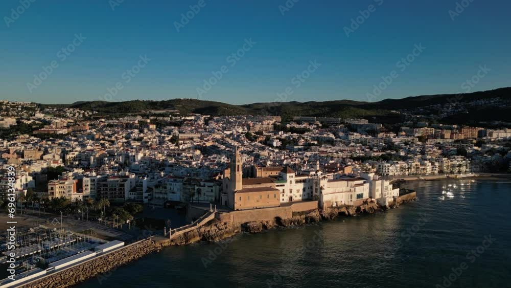 Drone flight arround San Bartolome and Santa Tecla Church. Sitges Town Drone flight arround San Bartolome and Santa Tecla Church. Sitges Town