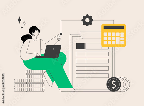 Net income calculating abstract concept vector illustration.