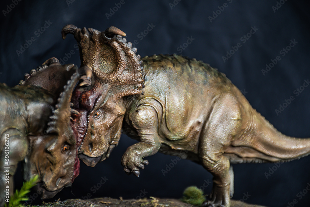 Pachyrhinosaurus dinosaur in the dark