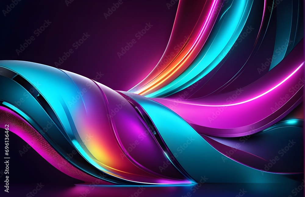 Obraz premium Wallpaper abstract background with multicolored wavy lines, 3d rendering