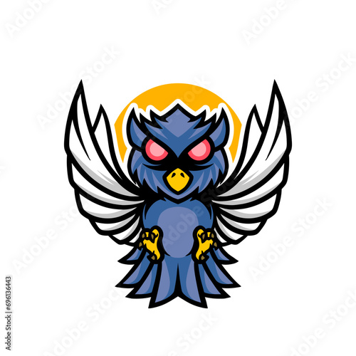 Cute owl mascot cartoon illustration 
