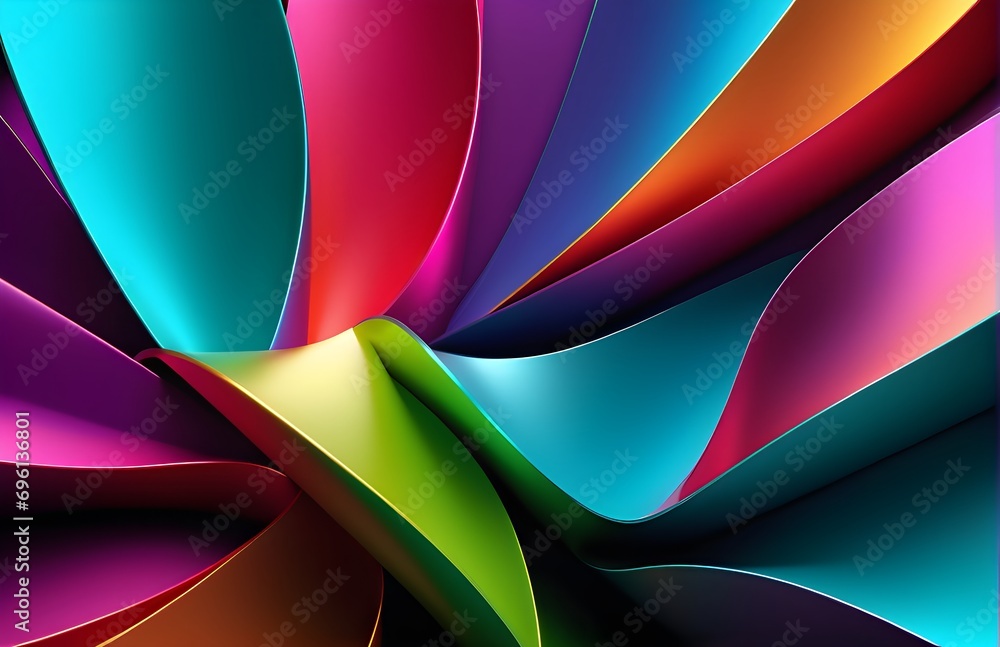 Wallpaper abstract background with multicolored wavy lines, 3d rendering