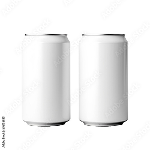 Empty white cans for wine beer and soft drinks isolated on transparent background