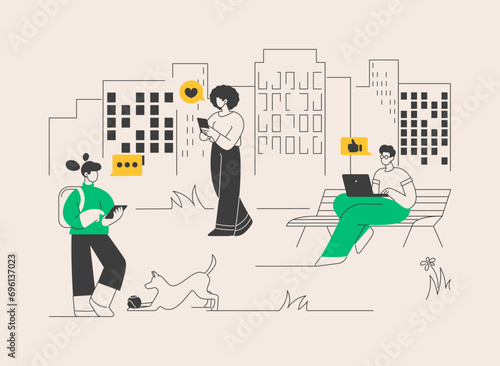 Internet addiction abstract concept vector illustration.