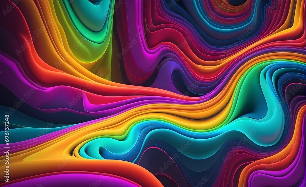 Obraz premium Wallpaper abstract background with multicolored wavy smoke, 3d rendering.