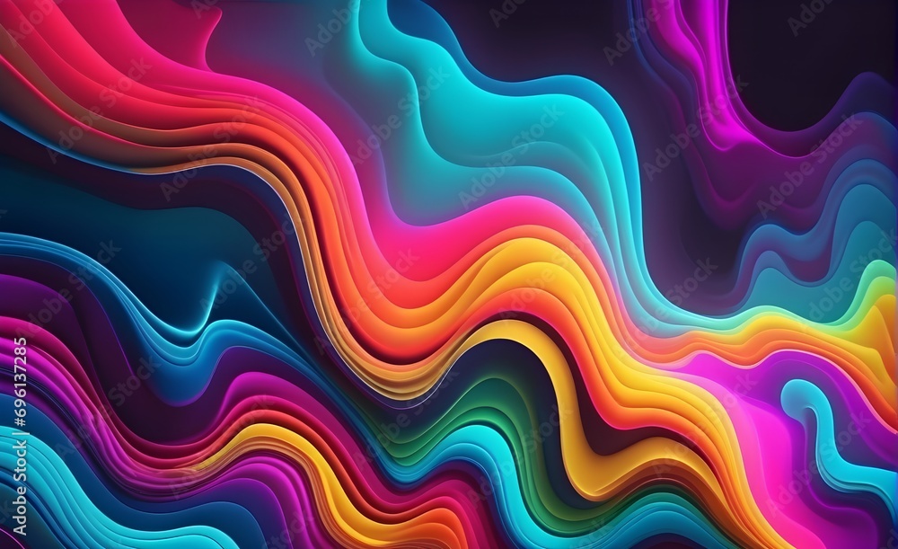 Wallpaper abstract background with multicolored wavy smoke, 3d rendering.