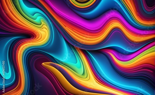 Wallpaper abstract background with multicolored wavy smoke, 3d rendering.