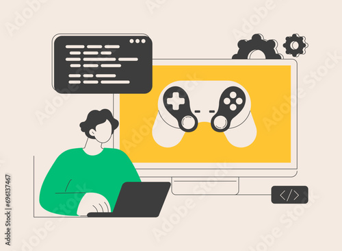 Computer games development abstract concept vector illustration.