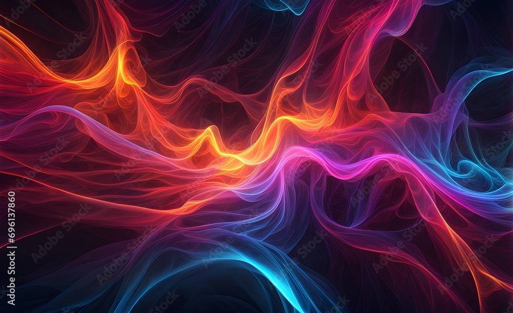 Obraz premium Wallpaper abstract background with multicolored wavy smoke, 3d rendering.