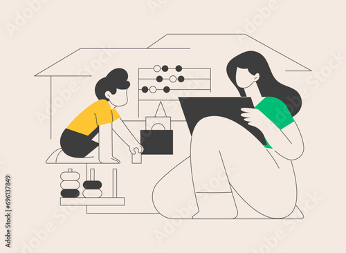 In-home daycare abstract concept vector illustration.
