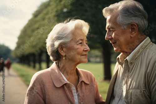 Portrait of couple, Candid snapshot of an elderly couple outdoors, love after decades