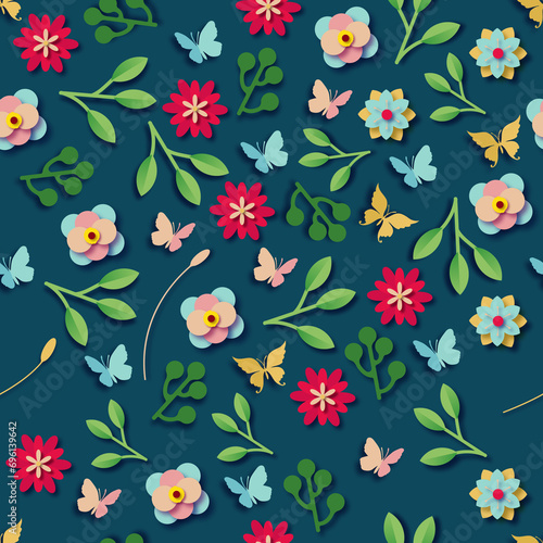 Flowers and butterflies pattern