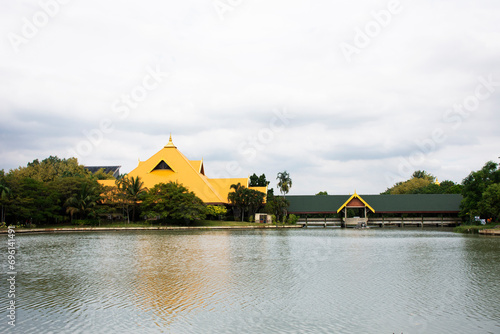Exterior classic building of Golden jubilee Museum of Agriculture Office  or Wisdomking Wisdom Farm for thai people travelers travel visit and study learn at Pathumthani city in Pathum Thani, Thailand photo