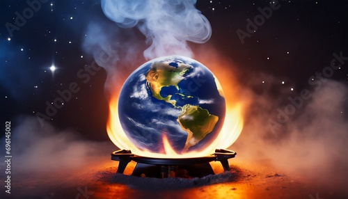 Planète en surchauffe . Concept de réchauffement climatique. photo