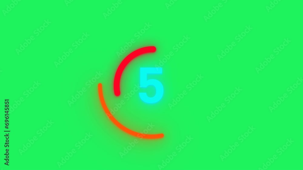 Neon animation 10 second countdown timer on green screen Neon animation 10 second countdown timer on green screen