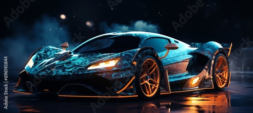 Visually striking blurred bokeh effect with futuristic car concepts and bold automotive branding © Ilja