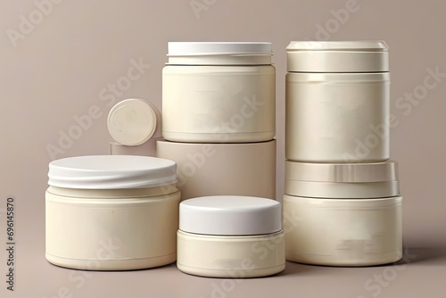 versatile cream cosmetic jar mockup set. Perfect for showcasing various skincare products