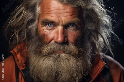 Portrait photo of a norwegian old man, intense eyes, natural lighting