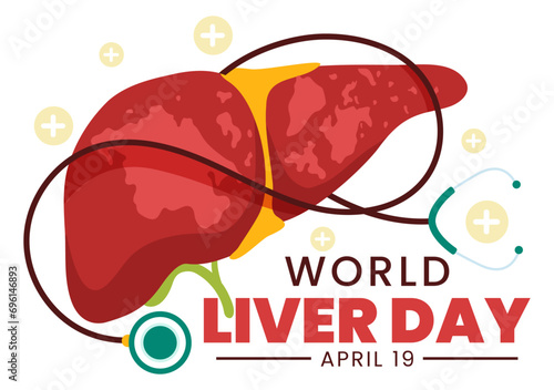 World Liver Day Vector Illustration on April 19th to Raise Global Awareness of Hepatitis and Healthy in Flat Cartoon Background Design