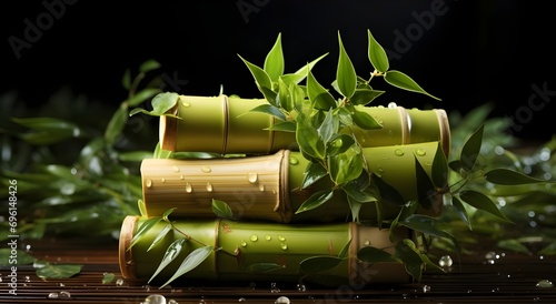 Caña de azúcar con fondo negro.  Generado con tecnología IA. Render Modelado 3d fotorealista