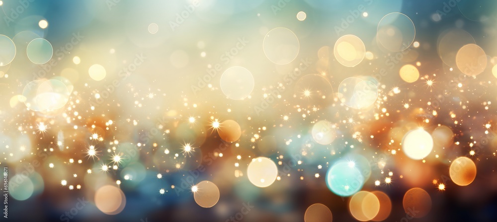 Festive blurred bokeh with colorful confetti and dynamic party elements for a lively background