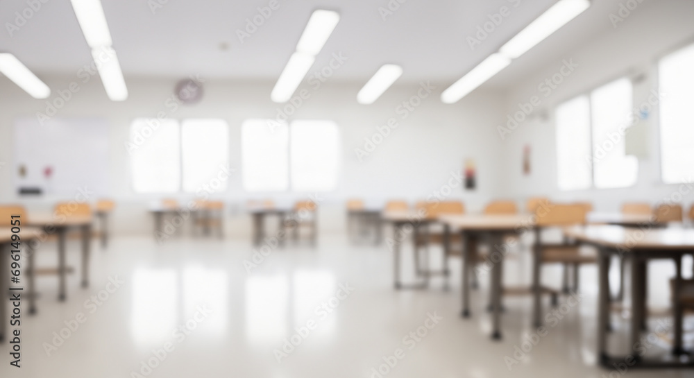 class room with chairs and table - obrazy, fototapety, plakaty 
