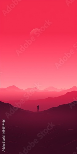 Man standing on the edge of the mountain at sunset. iPhone desktop wallpaper. © Denis Agati