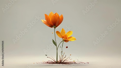 Minimal animation of a single flower blooming and wilting in a continuous cycle, representing the circle of life. photo