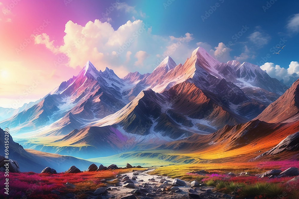 Mountain with colorful realism
