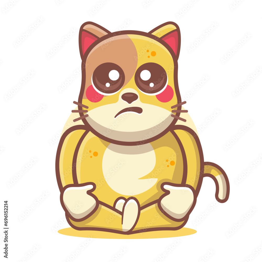 kawaii cat animal character mascot with sad expression isolated cartoon kawaii cat animal character mascot with sad expression isolated cartoon