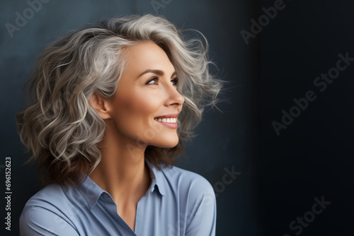 side view of mature woman smile