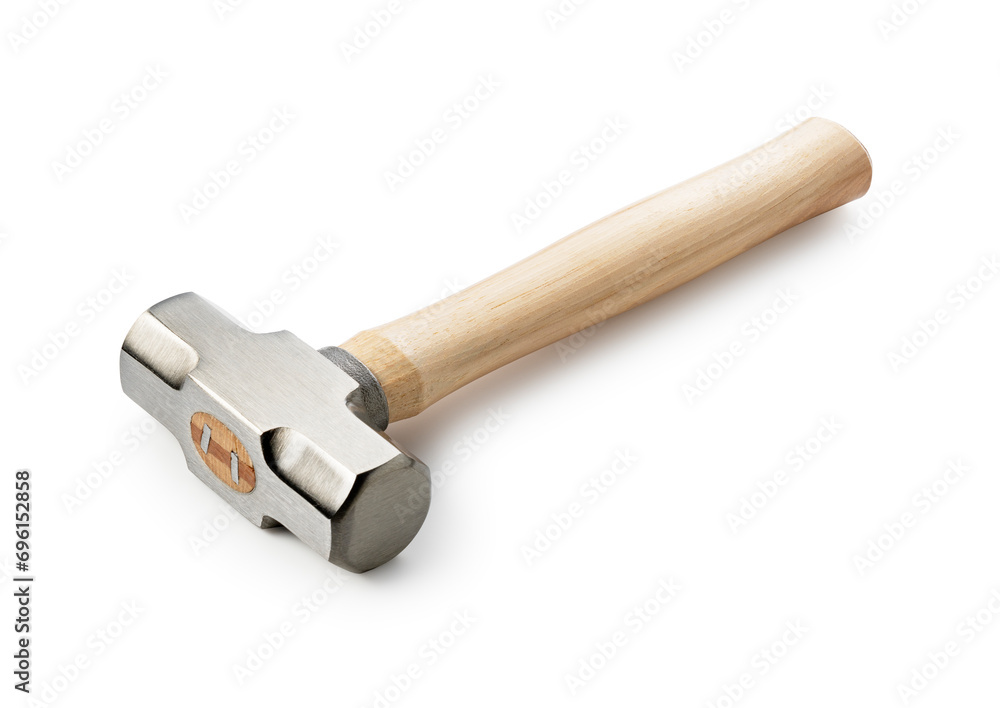 A hammer placed against a white background. A hammer placed against a white background.